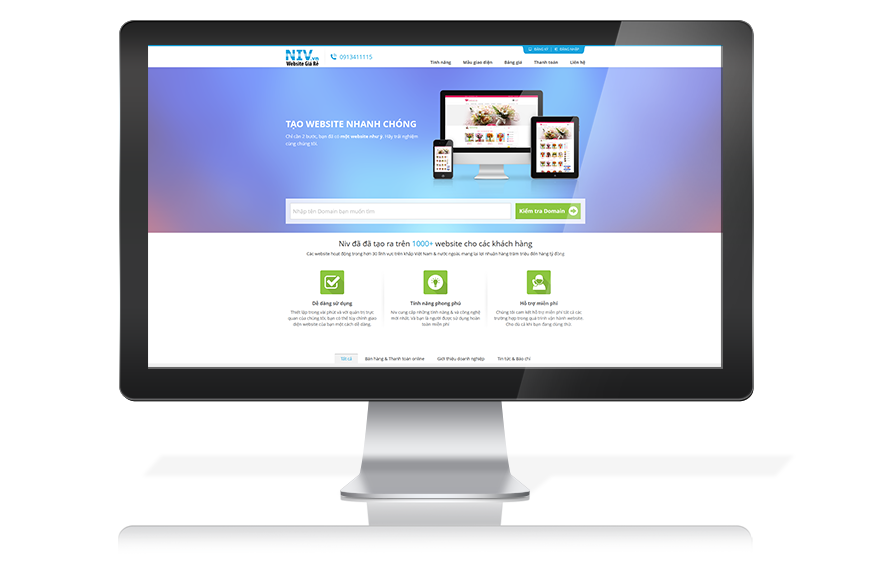 Thiết kế website gian hàng thương mại điện tử Niv.vn trang chủ